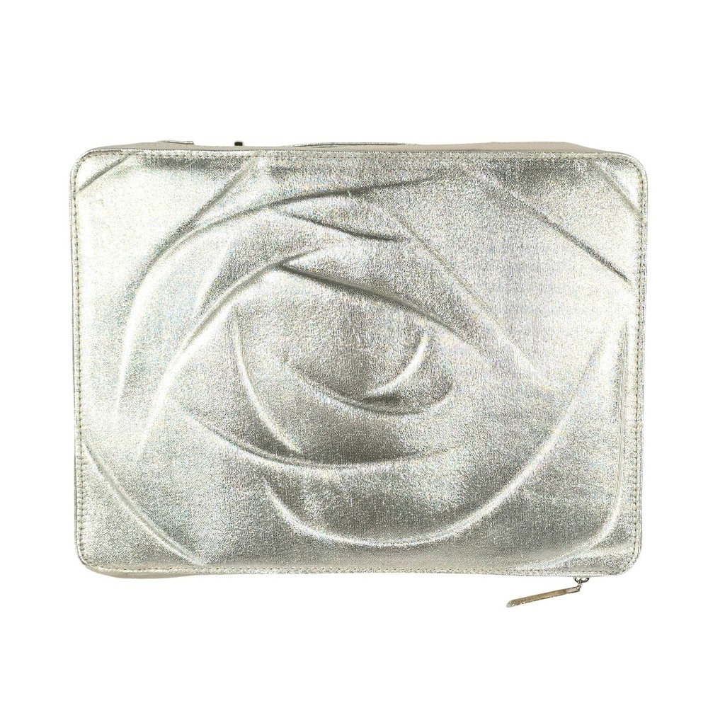 Lancome Gold‎ Rose Embossed Cosmetic Travel Case Bag Organizer Zippered Handle